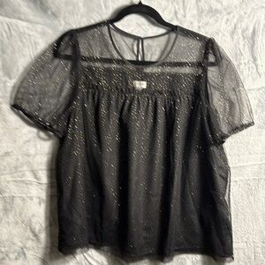 J. Crew NWT blouse women’s large gold  sparkle overlay